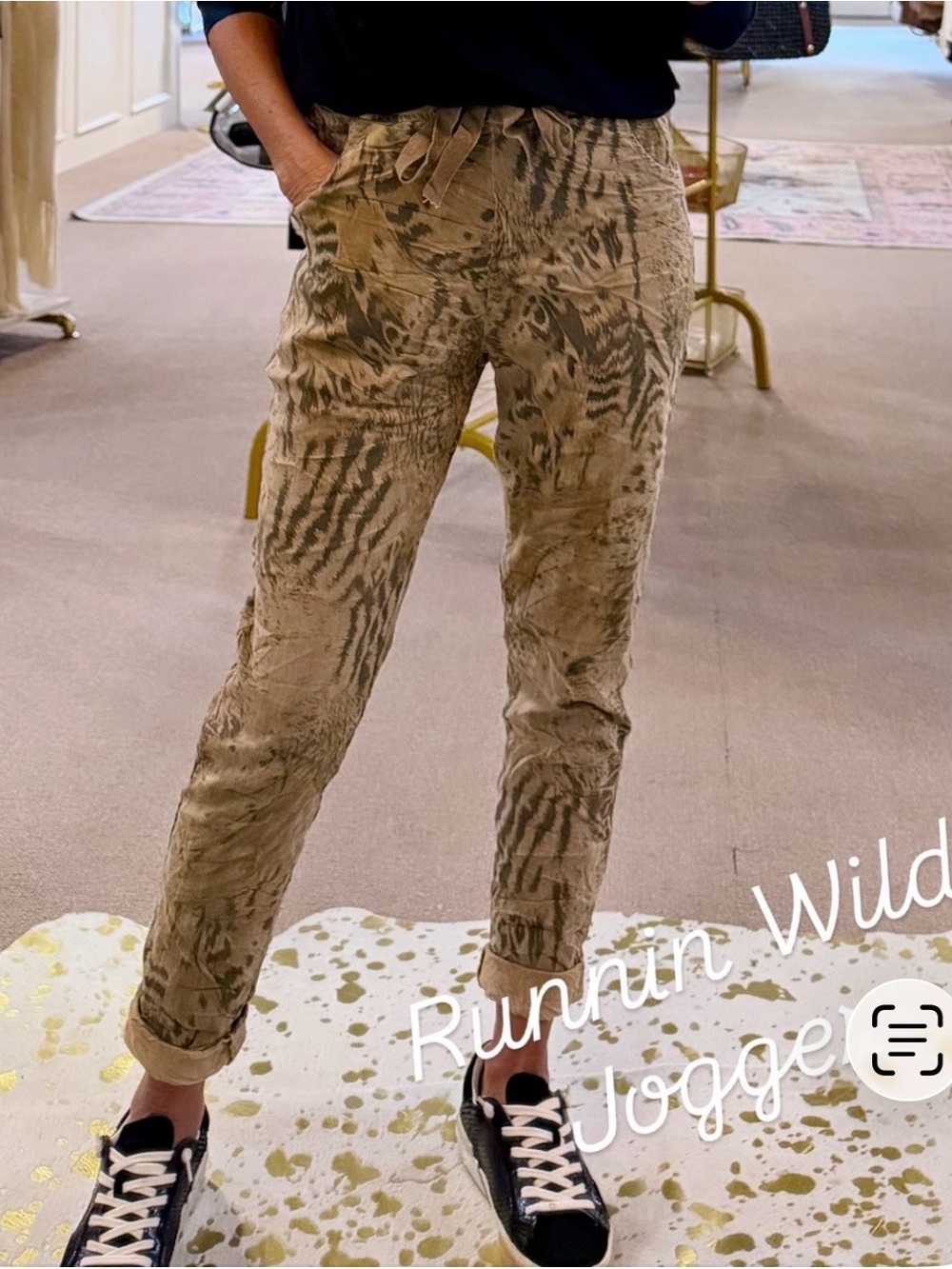 Runnin' Wild Taupe Animal-Print Joggers